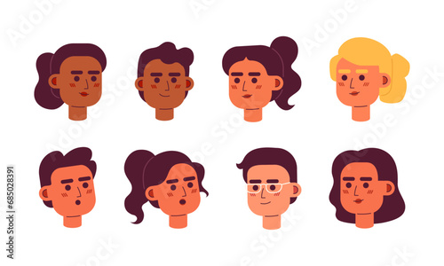 Diverse buyers sellers 2D vector avatars illustration set. Realtor business people cartoon character face portraits collection. Salespeople flat color user profiles images isolated on white background