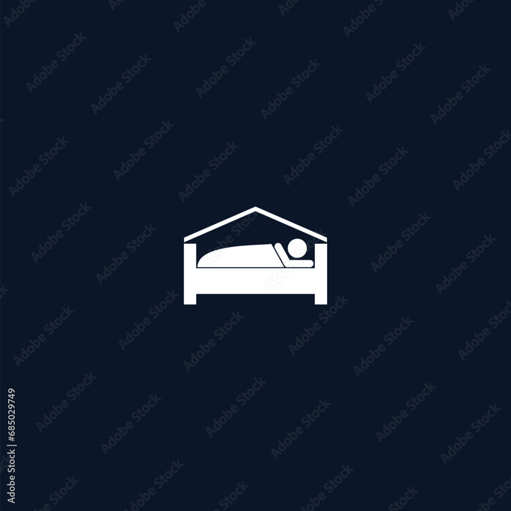 Sleep Icon. Human in bed icon isolated on black Sleep Icon. Human in bed icon isolated on black