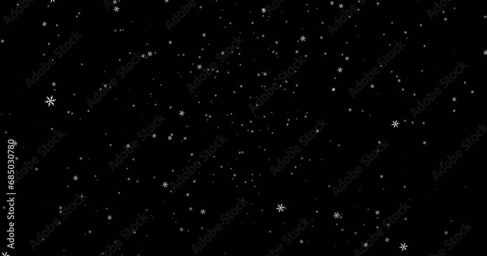 Winter snow flakes overlay background particles for Christmas and holiday design. White snow overlay layer on black background loop. High-quality 4K footage Winter snow flakes overlay background particles for Christmas and holiday design. White snow overlay layer on black background loop. High-quality 4K footage