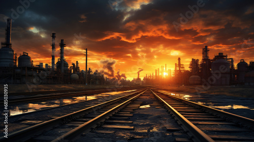 Industrial landscape with rails
