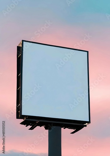 blank billboard on blue background
