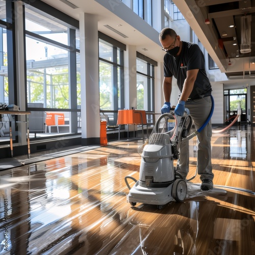 Professional Cleaning in Action - Staff with Advanced Equipment, Service Portrait, Maintenance