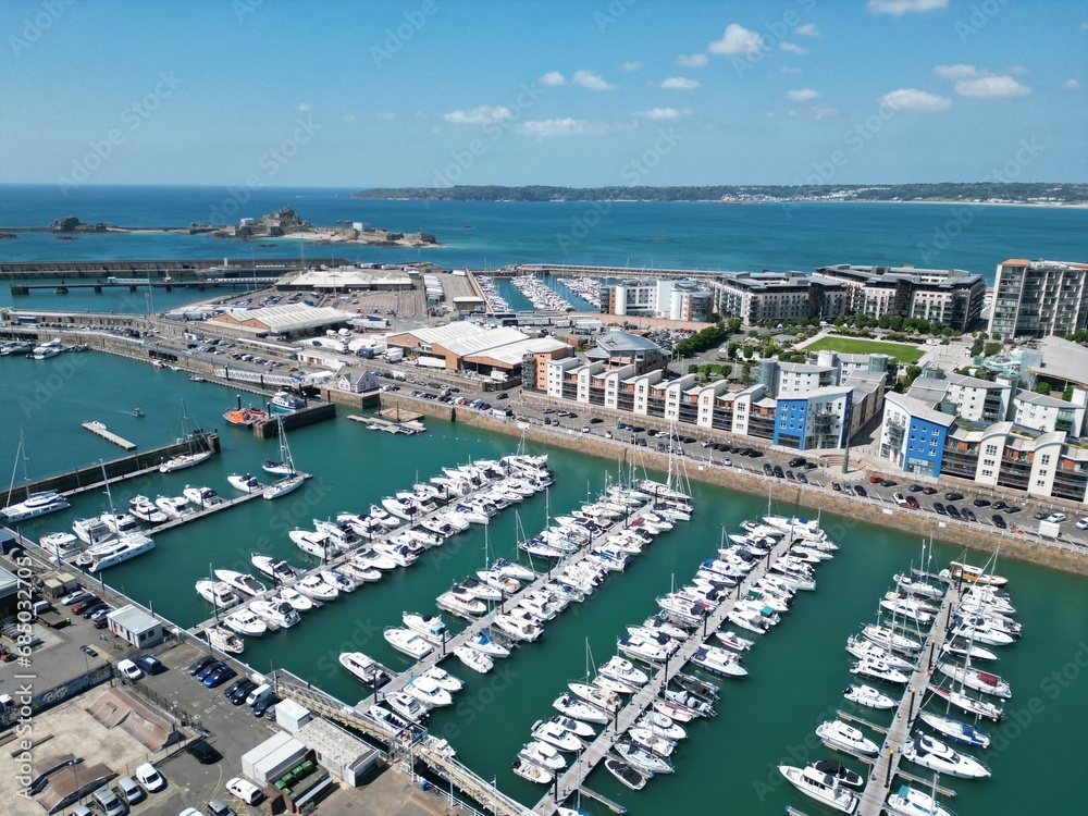St Helier  Harbour Jersey Channel islands drone aerial
