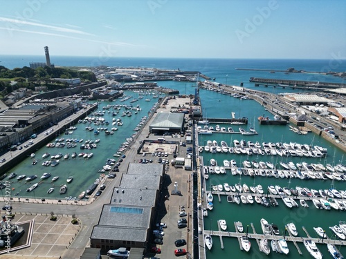 St Helier  Harbour Jersey Channel islands drone aerial photo