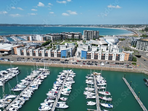 Canvas Print St Helier  Harbour Jersey Channel islands drone aerial