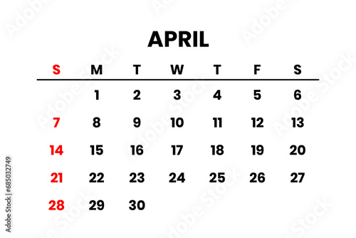 April 2024 Calendar png transparent background  photo