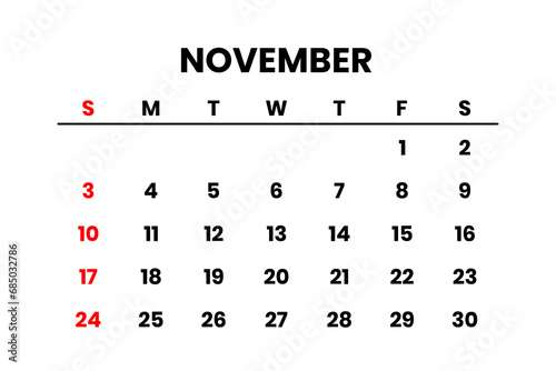 November 2024 Calendar png transparent background  photo