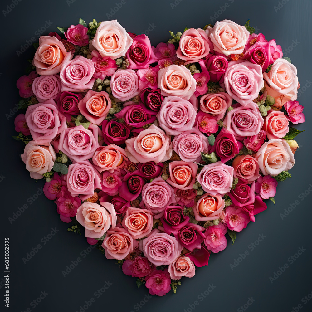 Roses arranged in the shape of a heart Roses arranged in the shape of a heart