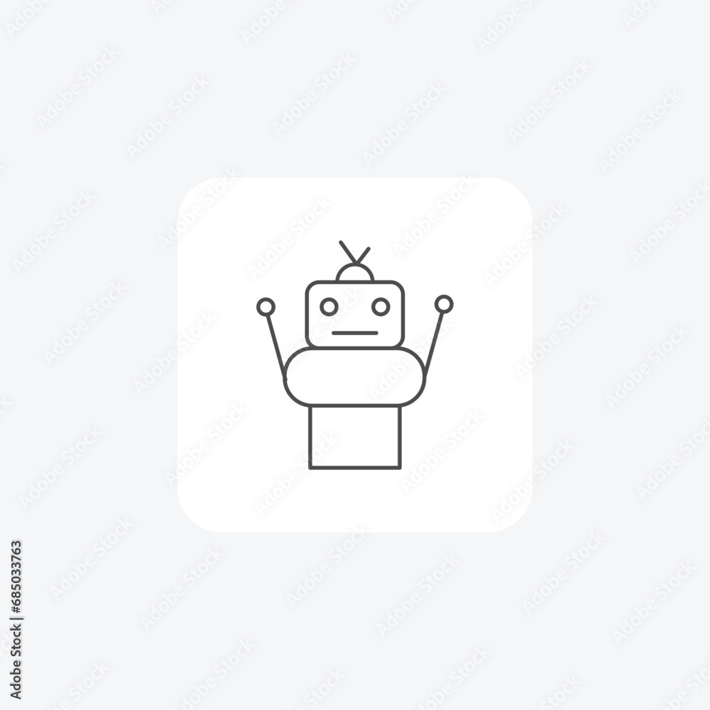 Robot, Robotics, Artificial Intelligence, thin line icon, grey outline icon, pixel perfect icon Robot, Robotics, Artificial Intelligence, thin line icon, grey outline icon, pixel perfect icon