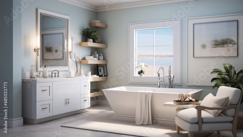 Luxury Fresh Bathroom Concept - Elegant Hygiene Portrait, Modern bathroom antique concept