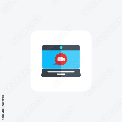 Video Call, Video Chat, Online Meeting, flat color icon, pixel perfect icon