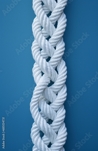 a piece of sea white rope on a blue background © Valeriya