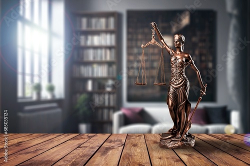Statue of the bronze Lady Justice law concept