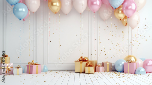 Pink and blue balloons banner