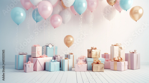 Pink and blue balloons banner