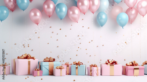 Pink and blue balloons banner