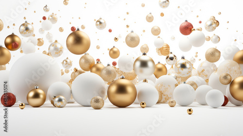 Gold and white Christmas baubles banner background