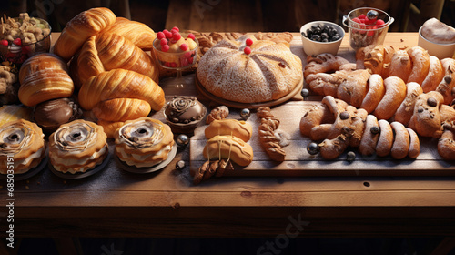 Fresh baked pastry, croissants, delicious