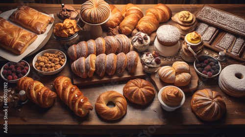 Fresh baked pastry, croissants, delicious