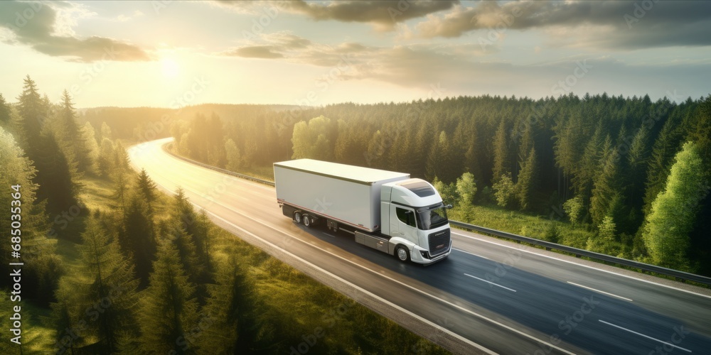 Nordic Rush: White Trucks Speeding over a Highway, Capturing the Power and Beauty of a Scenic Journey Amidst Waterfall and Nordic Landscape Nordic Rush: White Trucks Speeding over a Highway, Capturing the Power and Beauty of a Scenic Journey Amidst Waterfall and Nordic Landscape