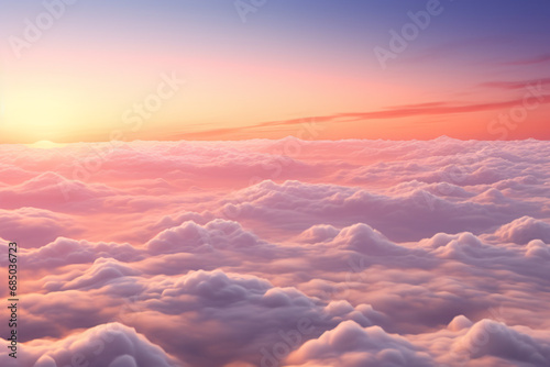 Beautiful view over pink clouds