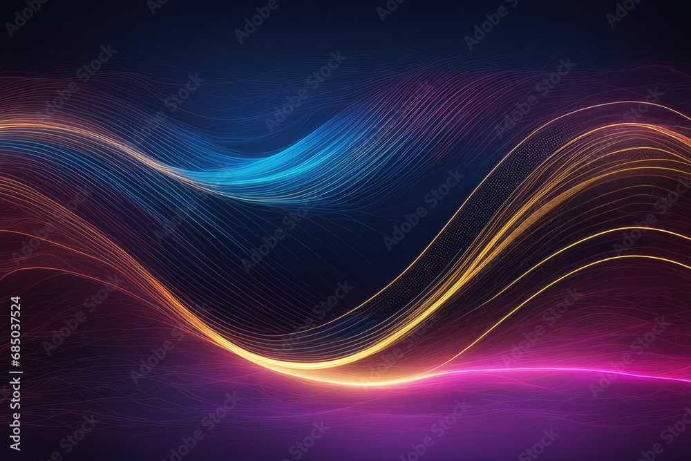 Data transfer technology concept wallpaper texture background banner panorama illustration - Abstract futuristic with gold blue pink glowing neon wave lines Data transfer technology concept wallpaper texture background banner panorama illustration - Abstract futuristic with gold blue pink glowing neon wave lines