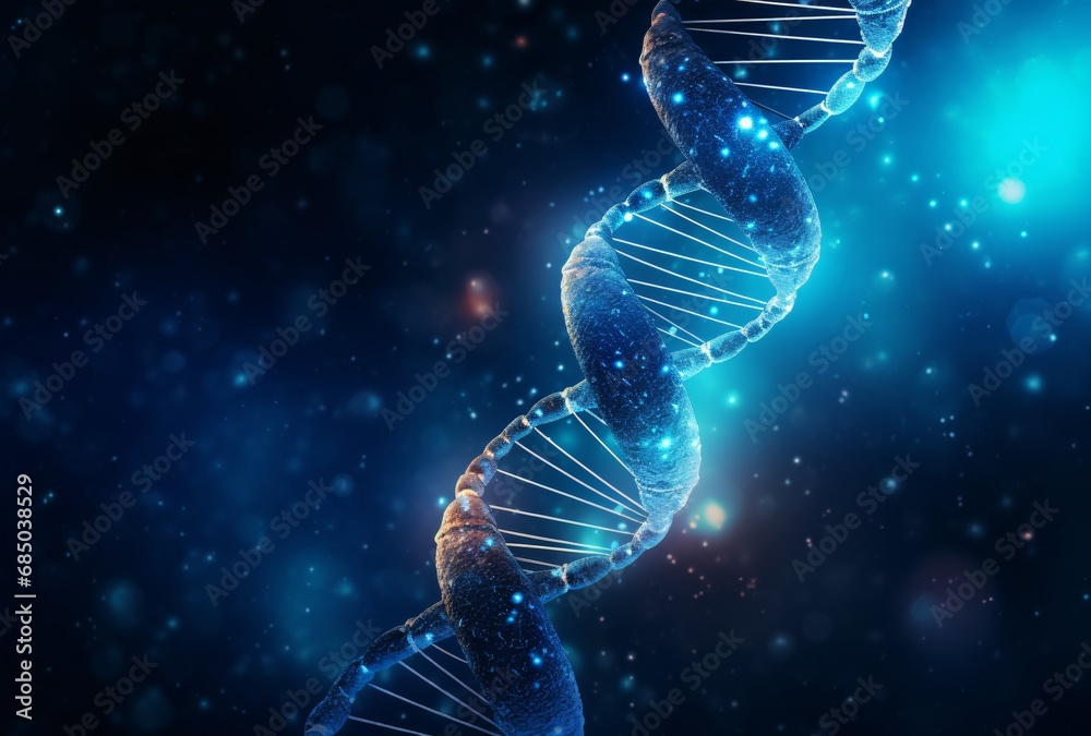 of a dna spiral in a blue night sky, realistic anatomies, zigzags, detailed background elements of a dna spiral in a blue night sky, realistic anatomies, zigzags, detailed background elements
