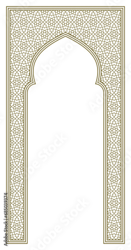 Arch with geometric pattern in Arabic style 
