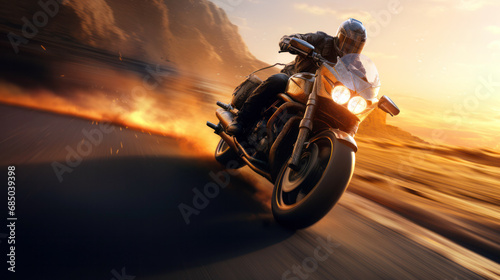 motocross rider on sunset background © pankajsingh