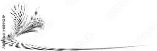 Dynamic, as if foamed or indignant, agitated by the impact, a dotted frame with partially whitened radial twisted rays. Vector. For logos, trademarks, emblems. Space for copying text.