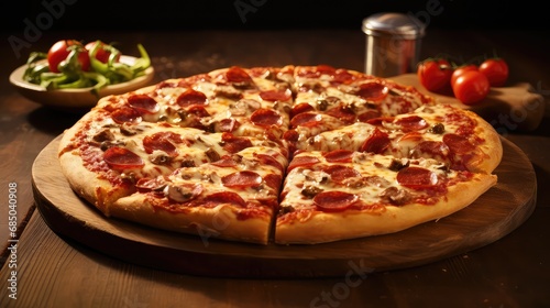 pograph hot pizza food photograph illustration delicious cheese, pepperoni toppings, oven slice pograph hot pizza food photograph