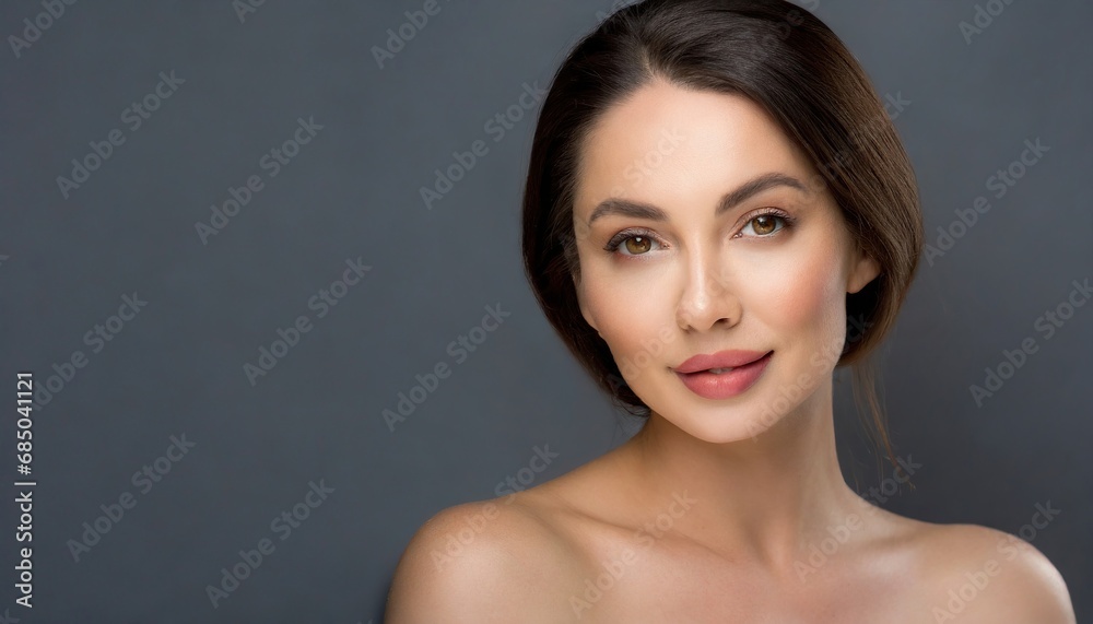 Portrait beautiful perfect woman with beautiful and perfect skin, cosmetics, skincare, makeup, wellness concept with empty copy space for text Portrait beautiful perfect woman with beautiful and perfect skin, cosmetics, skincare, makeup, wellness concept with empty copy space for text