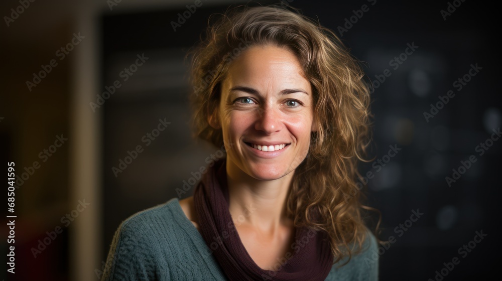 smiling teacher at the blackboard, smiling teacher at the blackboard,