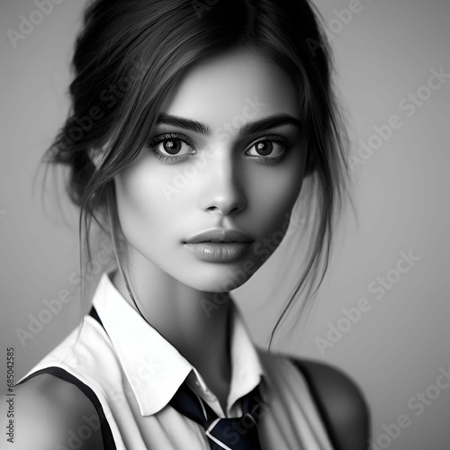 AI generated illustration of a smiling young woman wearing a professional blazer photo