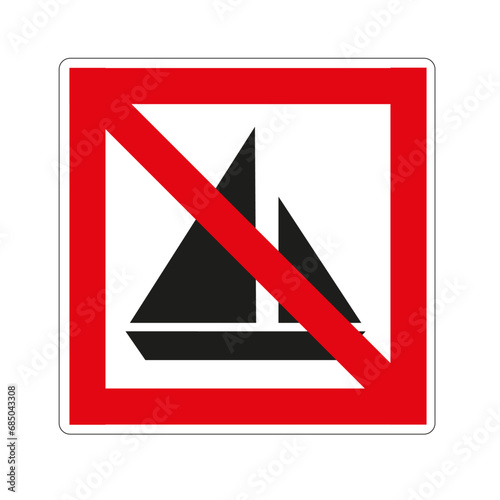 Panneau du code de navigation des voies navigables intérieures : Navigation interdite aux voiliers