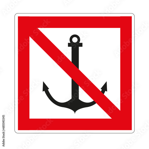 Panneau du code de navigation des voies navigables intérieures : Ancrage interdit