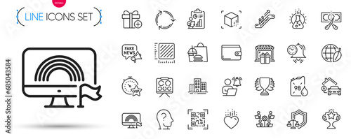 Pack of Recycling, Escalator and Home charging line icons. Include Heart, Cut tax, Fast food pictogram icons. Square meter, Buildings, Gift shop signs. Add gift, Justice scales. Vector