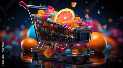 Shopping Cart Filled Food Drinks Supermarket , Background Images , Hd Wallpapers, Background Image