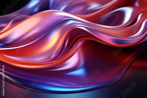 Abstract fluid iridescent holographic neon curved wave in motion colorful background 3d render