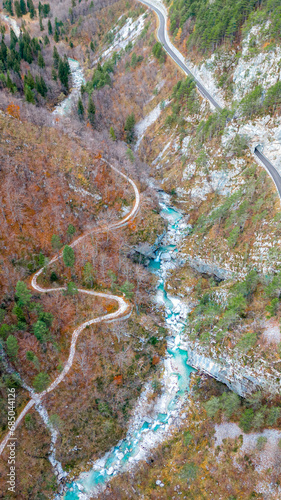 Arzino torrent in the province of Udine.
Silky, emerald water, aerial view. Udin photo