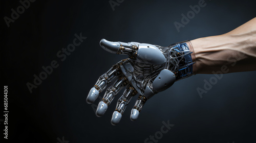 Artificial intelligence robot or cyborg empty hand