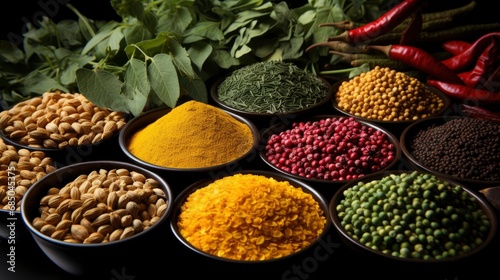Various Herbs Spices On Black Background , Background Images , Hd Wallpapers, Background Image
