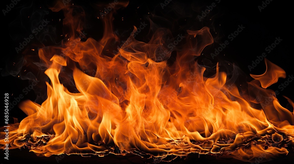 Fire burning black background. Abstract fire. Beautiful fire image. Flames on black Fire burning black background. Abstract fire. Beautiful fire image. Flames on black