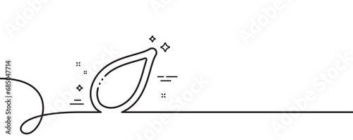 Pumpkin seed line icon. Continuous one line with curl. Tasty seeds sign. Vegan food symbol. Pumpkin seed single outline ribbon. Loop curve pattern. Vector