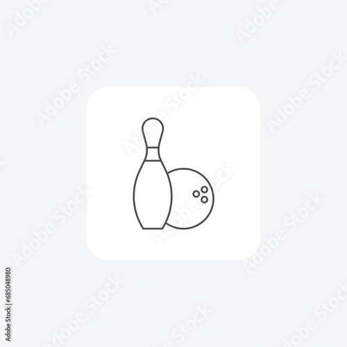 Bowling, alley, pins, ball, strike thin line icon, grey outline icon, pixel perfect icon