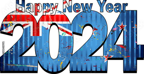 Happy New Year 2024 with New Zealand flag inside - Illustration,
2024 HAPPY NEW YEAR NUMERALS photo