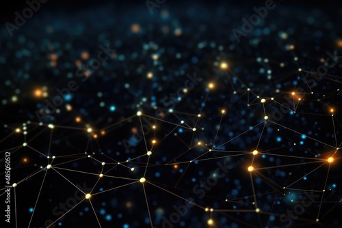 Abstract polygonal space low poly dark background with connecting dots and lines. 3d rendering, Digital background with a complex network of dots and lines interconnected, AI Generated