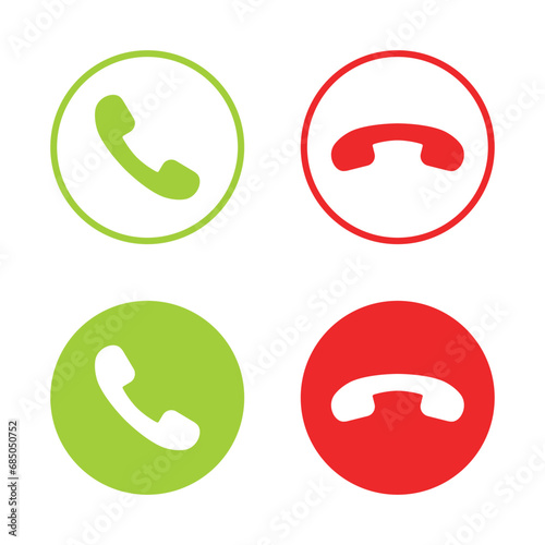 Accept and decline call icon vector in circle button