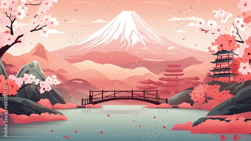 Serene Japanese Landscape at Dusk  