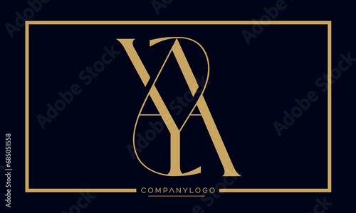 Alphabet letters AY or YA logo monogram